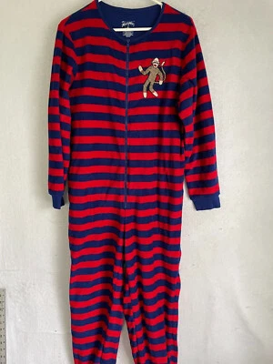 NICK & NORA CALCETÍN MONO FOOTIE PIJAMA TALLA M UNA PIEZA ROJO AZUL RAYAS USADO EN EXCELENTE ESTADO Foto 1 de 4