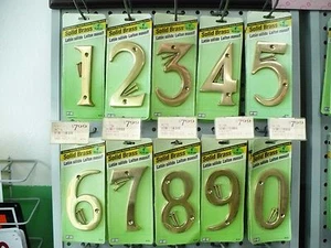 House Numbers   Solid Polished Brass   4"  w/ Screws,sold by the piece - Picture 1 of 5
