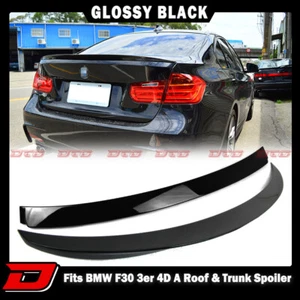 12-18 Fits BMW F30 3-Series Sedan Rear Roof + Trunk Spoiler Painted Black - Picture 1 of 8
