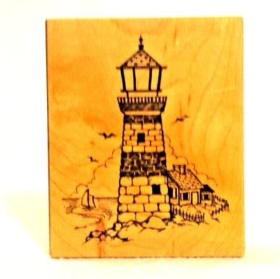 PSX Faro Velero Luz Playa Roca Paisaje Montado Goma Sello F-1145 Foto 1 de 4