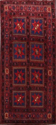 Excellent Vintage Hamedan Tribal Hand-knotted Area Rug Geometric Oriental 5'x10' - Image 1 of 4