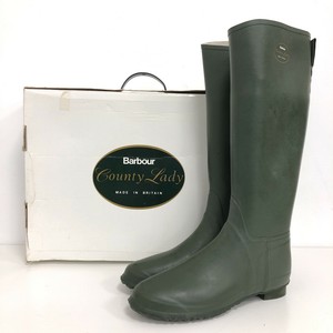 Barbour County Lady Wellies Boots UK 8 Khaki Green Vintage Wellingtons 012162