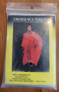 Green Emergency Poncho One Size w/Hood Stay Dry Store in Tool Box Purse BackPack - Picture 1 of 2