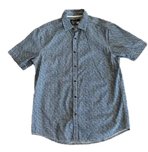 Camisa Duke's Bark Para Hombre Talla L Abotonada Azul Blanco Cuello Seersucker Rayas - Imagen 1 de 8