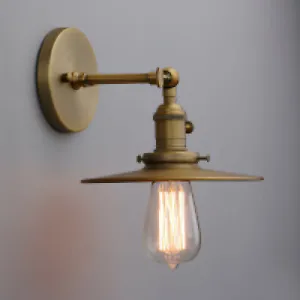 Industrial Wall Sconce 1-Light Antique Brass Finished Wall Light Fixture - Picture 1 of 9
