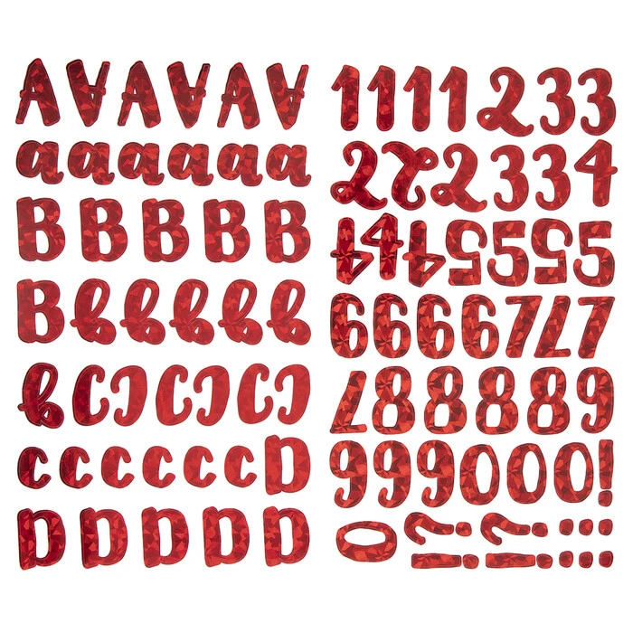 Pegatinas ALFABETO MANUSCRITAS BRILLANTES HOLOGRÁFICAS ROJAS THE PAPER STUDIO - 8 shts Foto 1 de 2