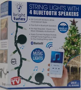 Christmas Bright Tunes String Lights w Bluetooth Speakers 80 Warm White Bulbs - Picture 1 of 2