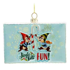 Sketchbook Chip N Dale Postcard Glass Christmas Ornament Disney Parks NIB - Picture 1 of 2