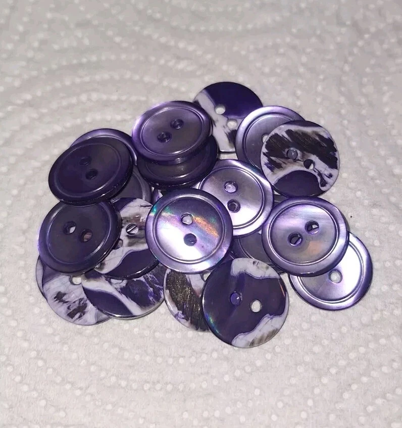 10 Perlmutt Knöpfe lila schimmernd, Set, ca. 17,8/18 mm, Konvolut, 28" - Bild 1 von 1