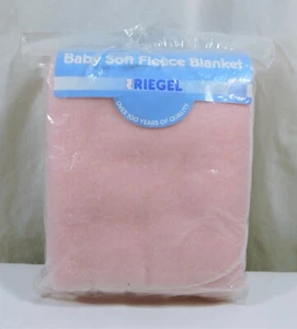 Manta polar suave vintage Riegel Baby rosa 32" x 42" nueva en paquete - Imagen 1 de 5