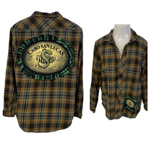 Camisa de Franela Reciclada Para Hombres Grande Cabaña Gecko Grunge Campamento Rock Country Concierto - Imagen 1 de 13