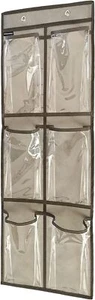 Over The Door Shoe Storage with Rack Hanging Closet Shoes 6 Pockets-Grey - Picture 1 of 6