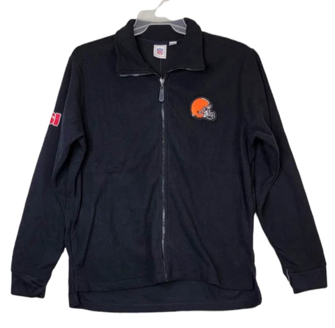NFL Cleveland Baseball Men Black Long Sleeve Sweater Zipper Front Size XL Fleece Cover