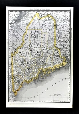 Mapa ferroviario Rand McNally 1892 Maine Portland Augusta Bangor Dover Belfast RR Foto 1 de 4