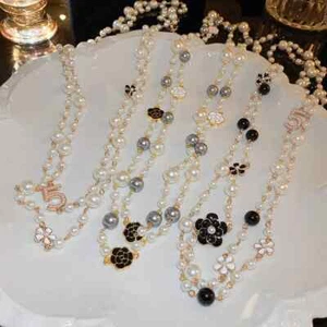 Elegante Mujeres Niñas Clásico Perla Camelia Suéter Largo Collar Moda Joyería - Imagen 1 de 16