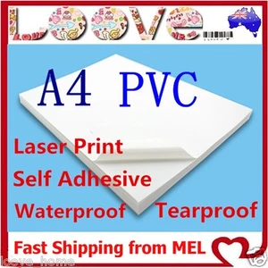 10* A4 White PVC Glossy Waterproof Self Adhesive Sticker Label Laser Print Paper - Picture 1 of 1