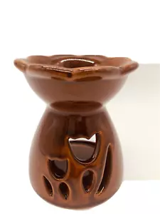 Tulip Style Scented Oil Wax Burner Melter Tea Light Brown - Picture 1 of 2
