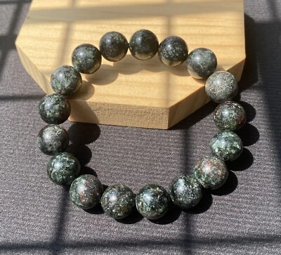 Natural Green Seraphinite Clinochlore Healing Gemstone Beaded Bracelet 12mm - Image 1 of 4