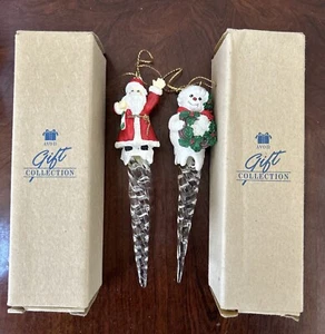 VTG Avon Gift Collection 1995 Fun Ornaments Santa And Snowman Icicles NIB - Picture 1 of 13