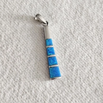 Кулон инкрустация синий опал серебро 925 - Изображение 1 из 4