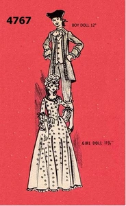 Doll Sewing Pattern BARBIE & KEN Colonial Teen Fashion 4767 Mail Order - Picture 1 of 4