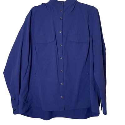 Duluth Trading Flexpedition Hooded Shirt Jacket 2X Blue Stretch Nylon Outdoor - Image 1 of 4