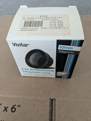New Sealed Box Vivitar 52mm 2.2x Telephoto Lens for Canon EOS - Image 1 of 4
