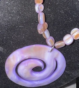 Purple Orange Coral Shell With Possible Albolone 2” Pendant Swirl Necklace 16” - Picture 1 of 5