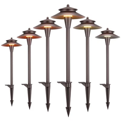6 Pack 5CCT LED Landscape Pathway Lights, Double Layer, Oil Rubbed Bronze - Image 1 of 4