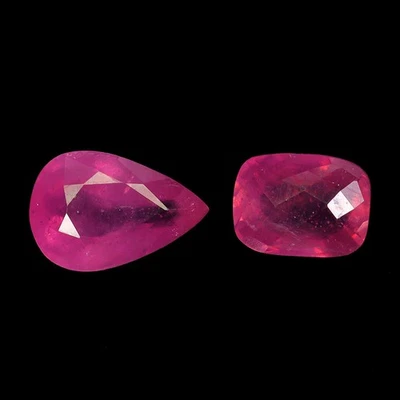 一对 2 件梨形古董加热红色粉红色红宝石莫桑比克 8.64 克拉 12x8 毫米宝石 — 第 1/4 张图片