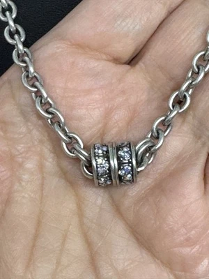 Collar Kirks Folly Azul Aurora Boreal 16-19" Disco Círculo y Cadena Plata Foto 1 de 4