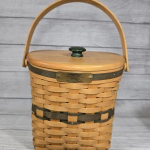 Longaberger 1998 Christmas Collection Green Glad Tidings Basket  and Lid set - Picture 1 of 8