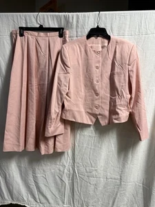 Conjunto de traje falda melocotón suave vintage Ashley Brooke talla 16 EE. UU. stock muerto años 80/90 - Imagen 1 de 12