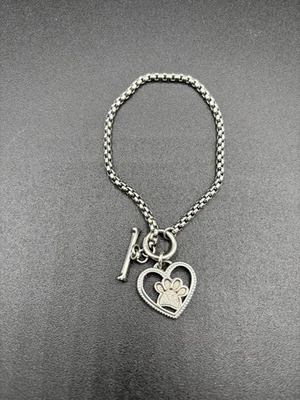 Brazalete Conexiones de Hallmark Corazón Acero Inoxidable Plata Brillo Pata 6" Foto 1 de 4