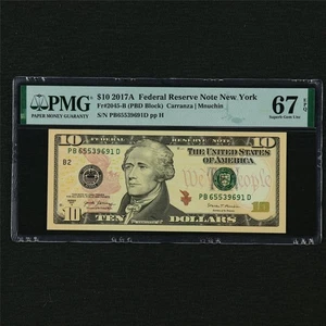 2017A Federal Reserve Note New York 10 Dollars Fr#2045-B PMG 67 EPQ UNC - Picture 1 of 4
