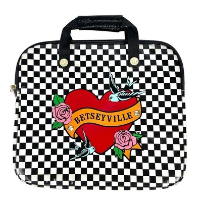 Betseyville Betsey Johnson Black White Checkered Padded Laptop Case Carrier - Image 1 of 4