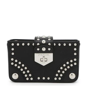PRADA Studded Pouch Leather Black 1N1843 - Picture 1 of 13