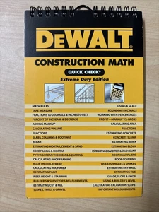 DEWALT Construction Math Quick Check Extreme Duty Edition 2011 Spiral Bound VG - Imagen 1 de 9