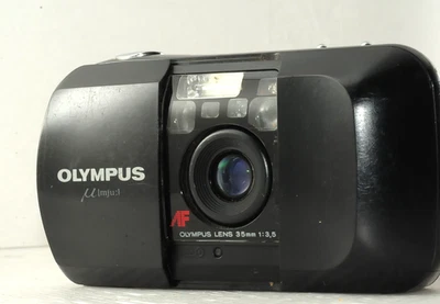 Olympus Stylus mju Panorama Black 35mm f/3.5 Point & Shoot Compact Camera Japan - Image 1 of 4