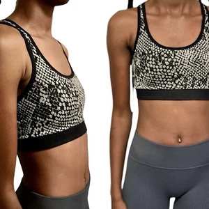 Spiritual Gangster Sports Bra Black & Gray Snake Pattern Athletic Bra - Bild 1 von 7