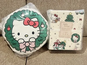 Juego de sábanas de franela navideña Pottery Barn Teen Hello Kitty, almohada completa y corona - Imagen 1 de 6