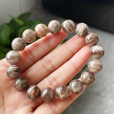 Pulsera de cuentas de cristal de luz fuerte piedra solar negra natural de 11,5 mm 1112 Foto 1 de 4