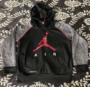 Youth Boys Jorden Air Solid Gray Black Long Sleeve Hoodies Size 6 - Picture 1 of 3