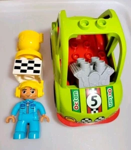 Lego Duplo OCTAN GREEN CAR #5 Vehicle Race Driver Crew Trophy Checkered Brick - Picture 1 of 6