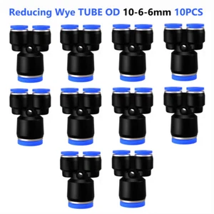Pneumatic Push to Connect Fitting Y-Shape Reducer Union Tube OD 10-6-6mm 10PCS - Picture 1 of 8