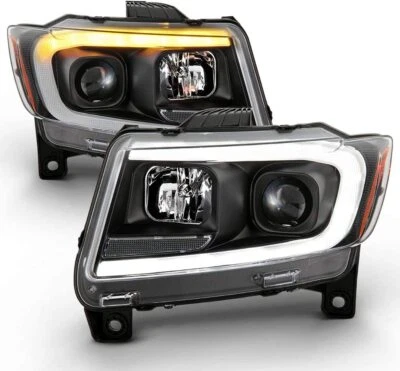 FOR 2011-2013 Jeep Grand Cherokee Switchback LED DRL Sequential Headlights - Image 1 of 4