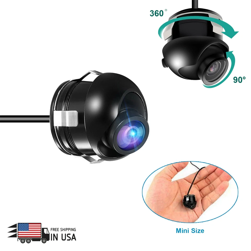 Mini 360 Rotate Front/Rear View Camera Backup Reverse Glass Lens For Car SUB Rv - Image 1 of 4