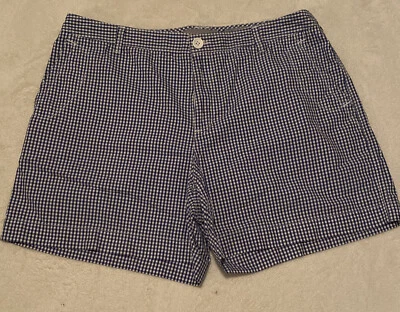 Pantalones cortos Liz Claiborne Sloane azul marino y blanco a cuadros frente plano para mujer 12 Foto 1 de 4