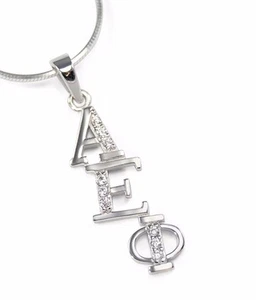 Alpha Epsilon Phi Diagonal Lavaliere with simulated diamonds | Sorority Jewelry - Picture 1 of 2