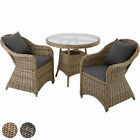 Alu Garten Sitzgruppe Tisch mit 2 Stühlen Sessel Polyrattan Gartenmöbel Set